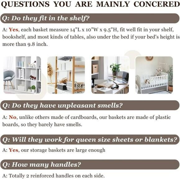 Fabric Storage Bins Large Closet Organizer Baskets with Handles Foldable Set - Picture 3 of 7